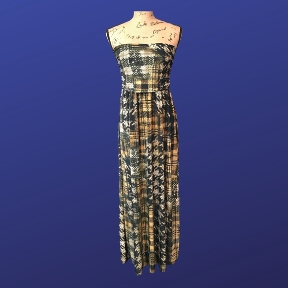 Mlle GABRIELLE Strapless MAXI Dress, HOUNDSTOOTH CHECK, Women’s Size Large, NWOT - Picture 1 of 9